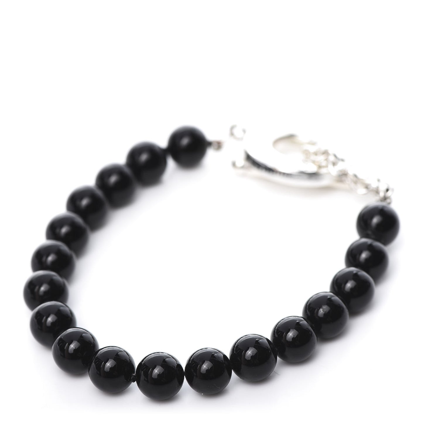 Sterling Silver Black Onyx Bead Toggle Bracelet