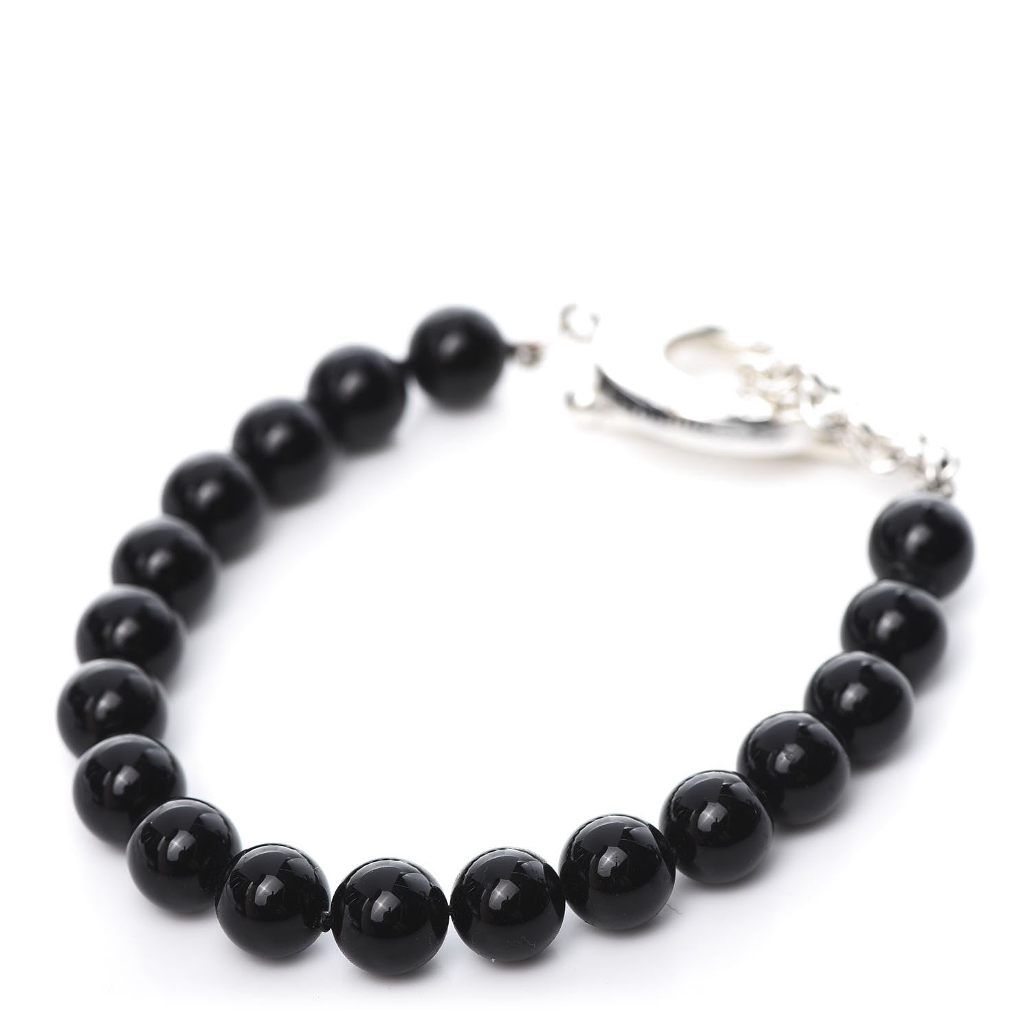 Tiffany Sterling Silver Black Onyx Bead Toggle Bracelet 3 of 6