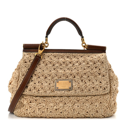 Dolce & Gabbana Woven Raffia Miss Sicily Satchel 1 of 14
