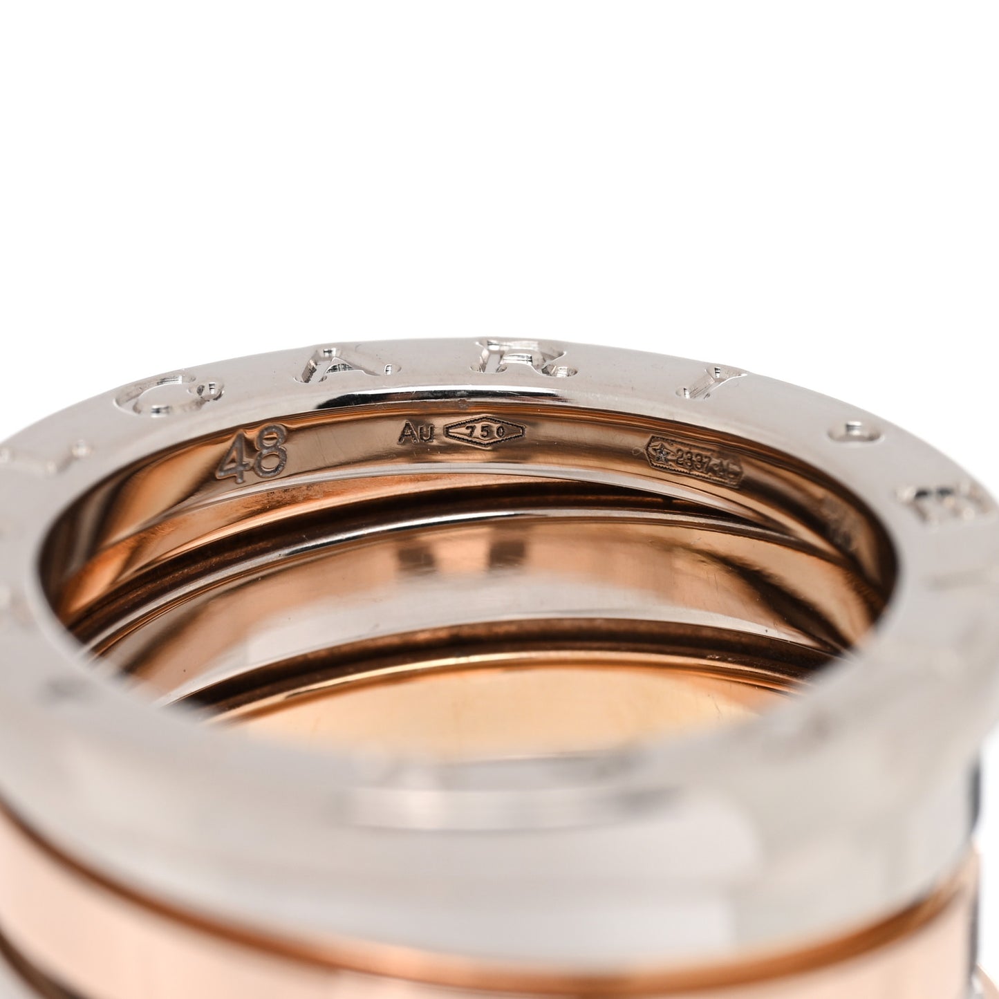 18K Rose White Gold Labyrinth B.Zero1 Four-Band Ring 48 4.5