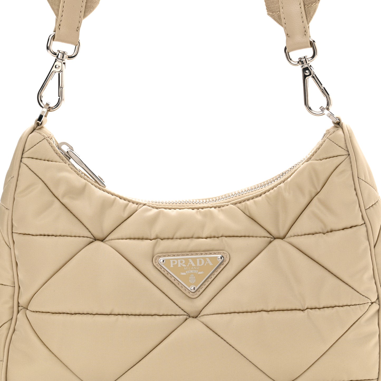 Re-Nylon Triangle Quilted Padded Patchwork System Shoulder Bag Deserto
