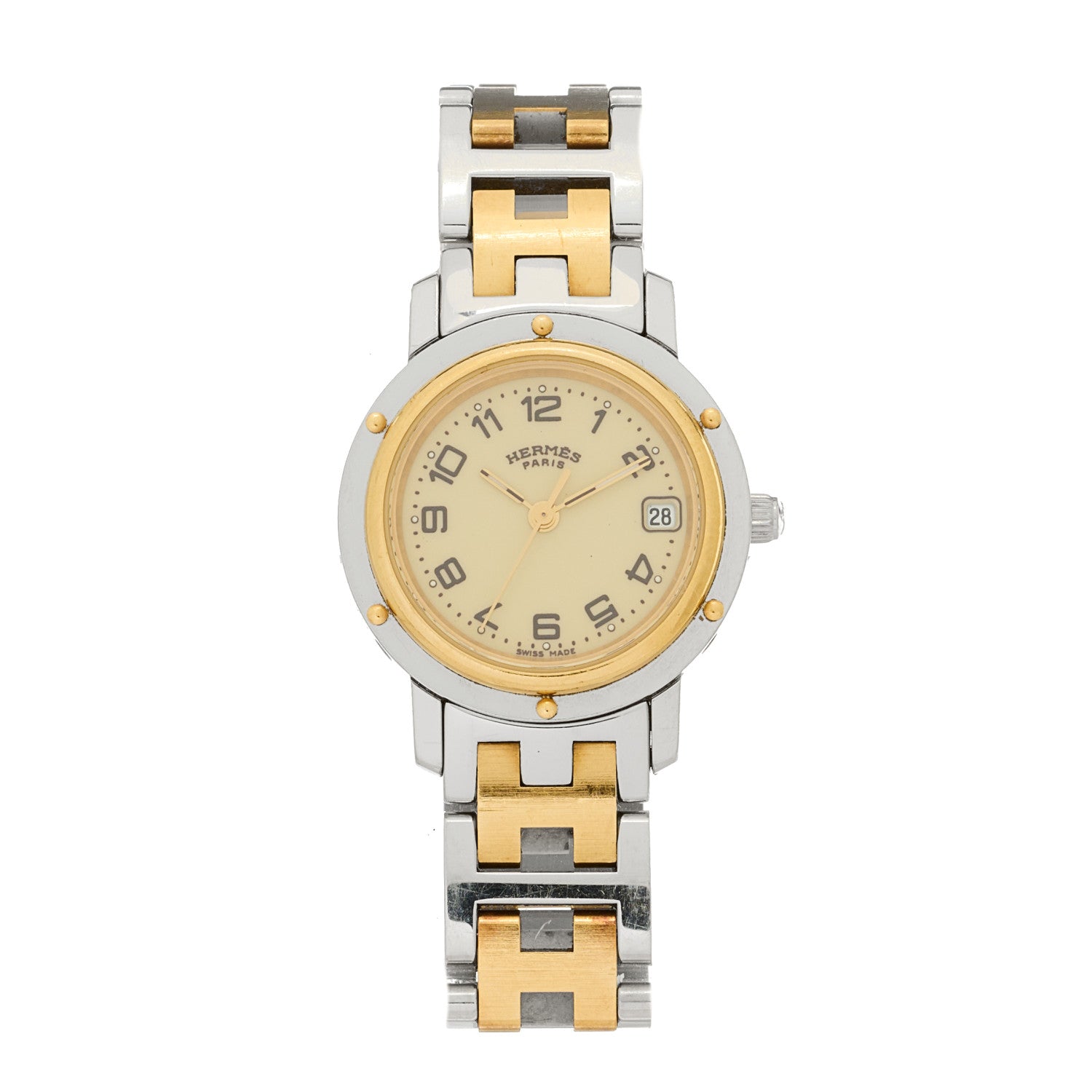 Hermes Stainless Steel 24mm Clipper Quartz Watch Gold 1 of 4