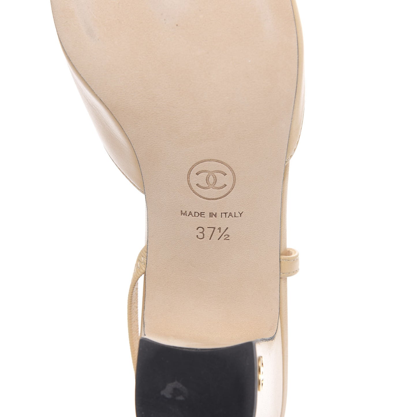 Goatskin Grosgrain Cap Toe CC Slingback Pumps 37.5 Beige Black
