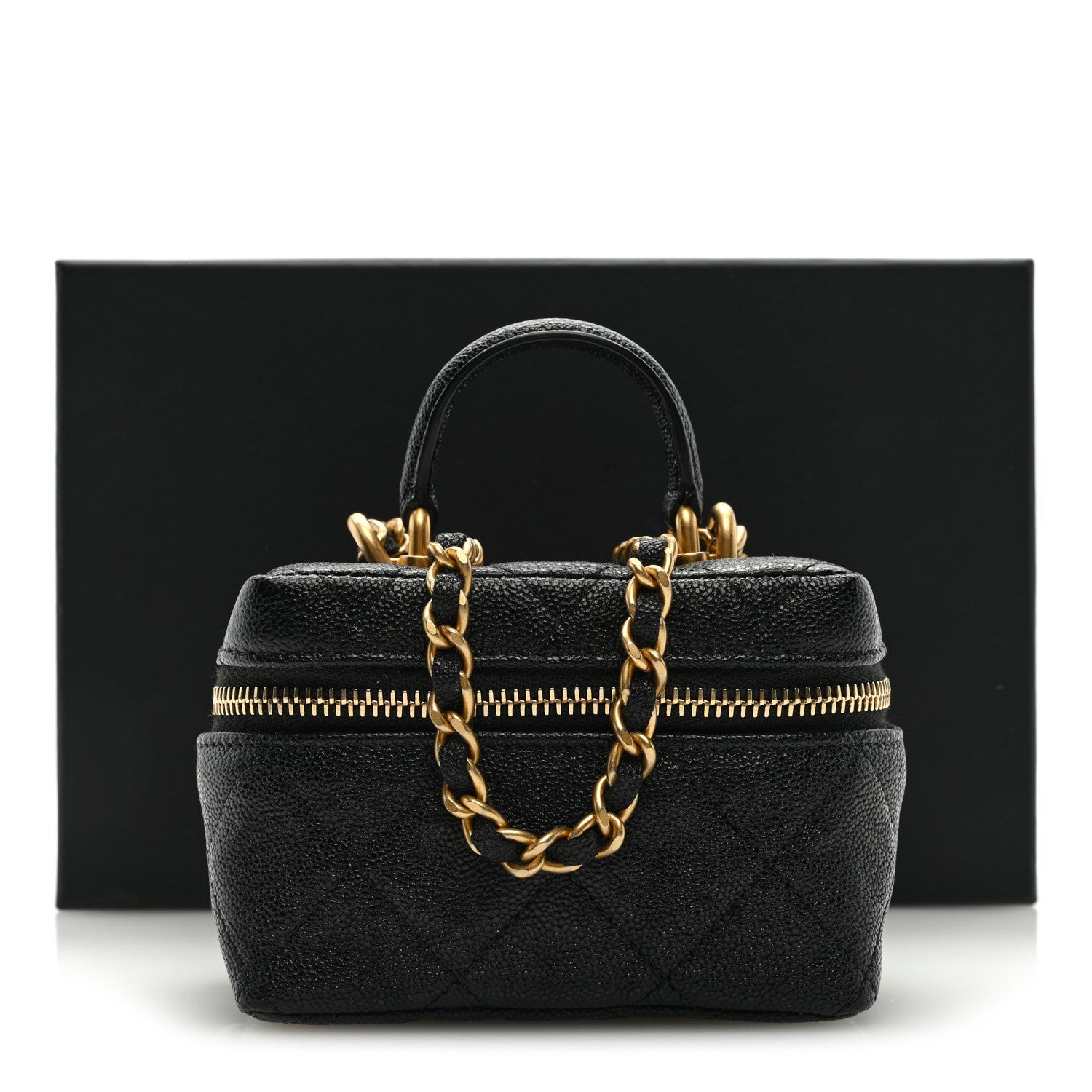Chanel Caviar Quilted Mini Top Handle Vanity With Chain Black 10 of 10