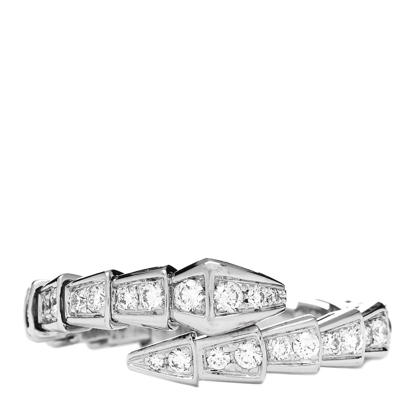 18K White Gold Diamond Serpenti Viper Pave Ring L