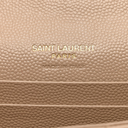 Saint Laurent Grain De Poudre Matelasse Chevron Small Monogram Envelope Wallet Nude Powder 6 of 8