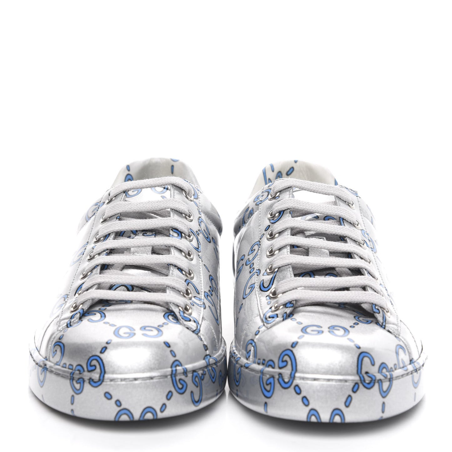Miro Rubber Wax GucciGhost Print Mens New Ace Sneakers 9 Silver