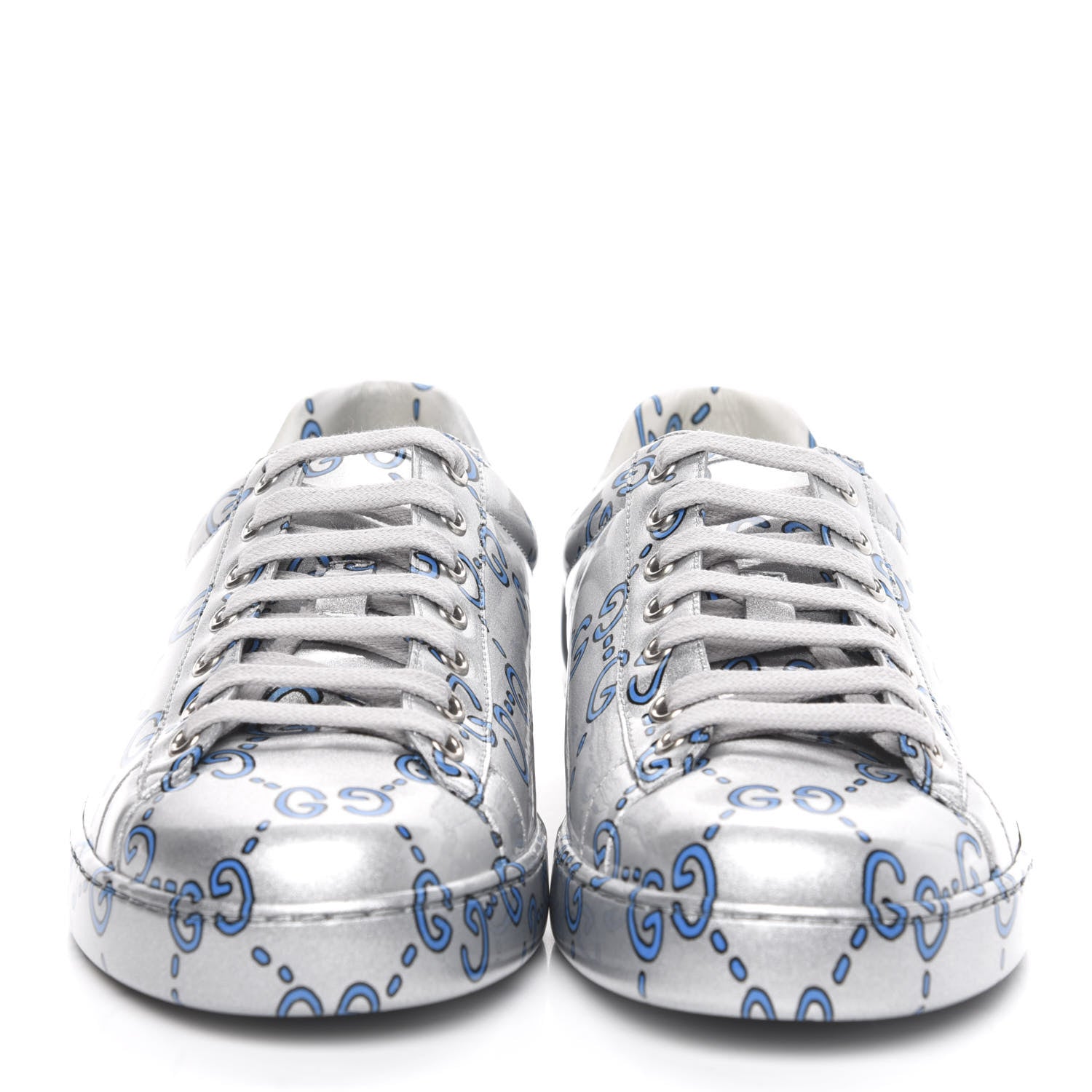 Gucci Miro Rubber Wax GucciGhost Print Mens New Ace Sneakers 9 Silver 2 of 9