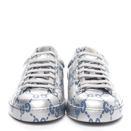Gucci Miro Rubber Wax GucciGhost Print Mens New Ace Sneakers 9 Silver 2 of 9