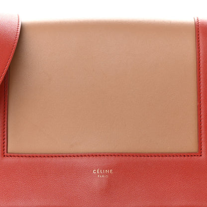 Celine Shiny Smooth Calfskin Medium Frame Shoulder Bag Red Tan 8 of 13