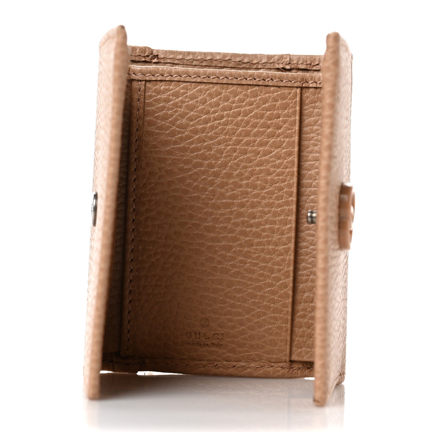 Dollar Calfskin Enamel Monochrome Medium GG Marmont Wallet Camelia