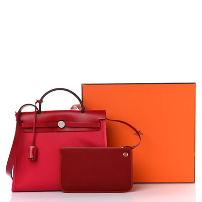 Hermes Military Toile Vache Hunter Herbag Zip 31 PM Rose Extreme Rouge Venetian Rouge Piment 18 of 18