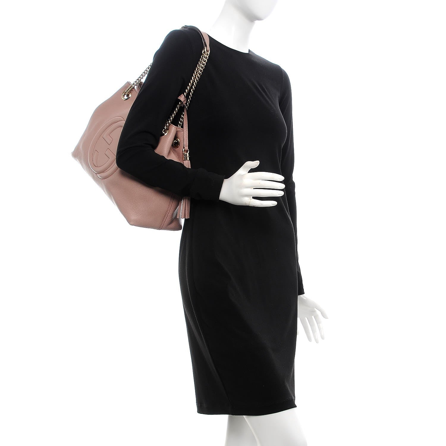 Gucci Pebbled Calfskin Medium Soho Chain Shoulder Bag Dark Cipria 2 of 8
