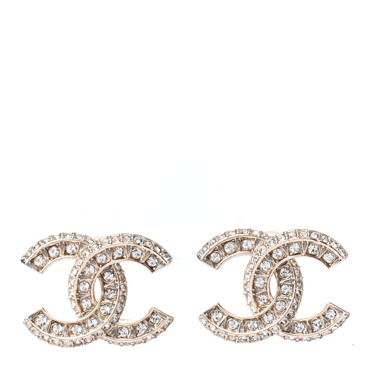 Chanel Crystal Timeless CC Earrings Light Gold 1 of 4