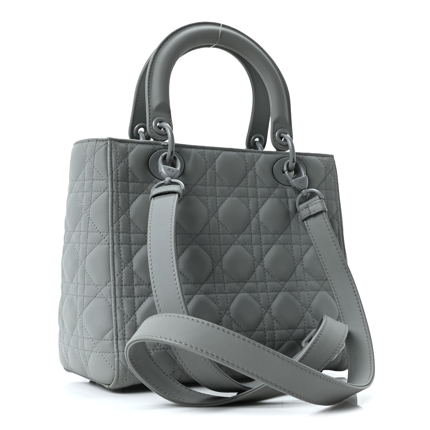 Ultra Matte Calfskin Cannage Medium Lady Dior Grey Stone