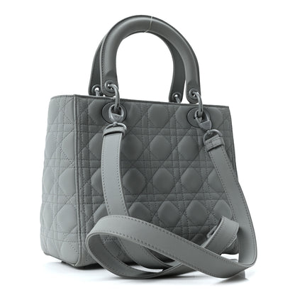 Christian Dior Ultra Matte Calfskin Cannage Medium Lady Dior Grey Stone 3 of 11