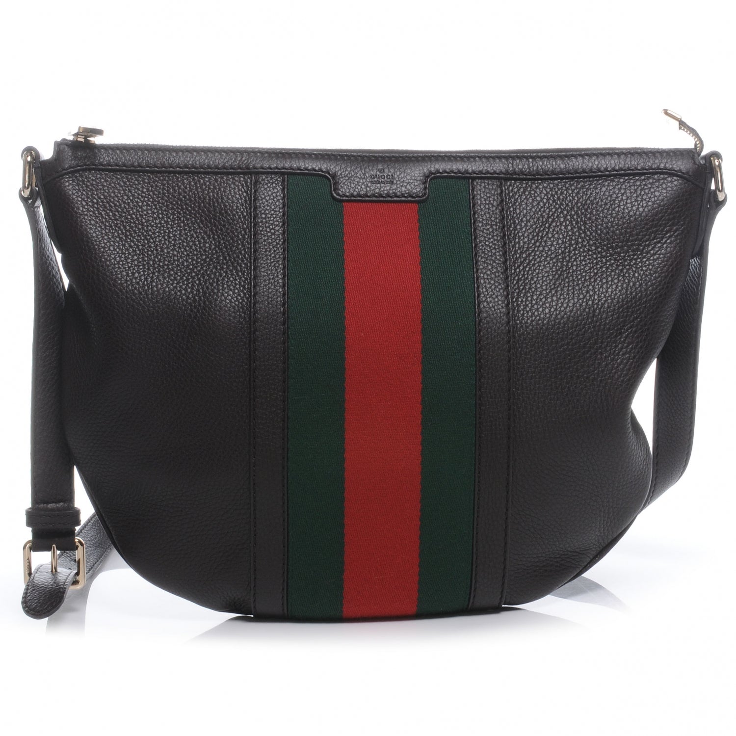 Gucci Pebbled Calfskin Vintage Web Medium Half Moon Hobo Black 1 of 8