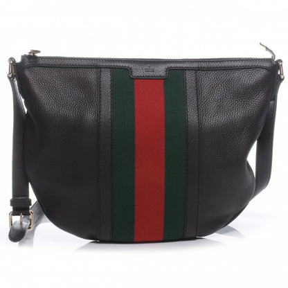 Gucci Pebbled Calfskin Vintage Web Medium Half Moon Hobo Black 1 of 8