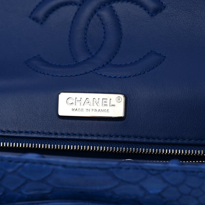 Chanel Snakeskin Medium Double Flap Blue 5 of 10