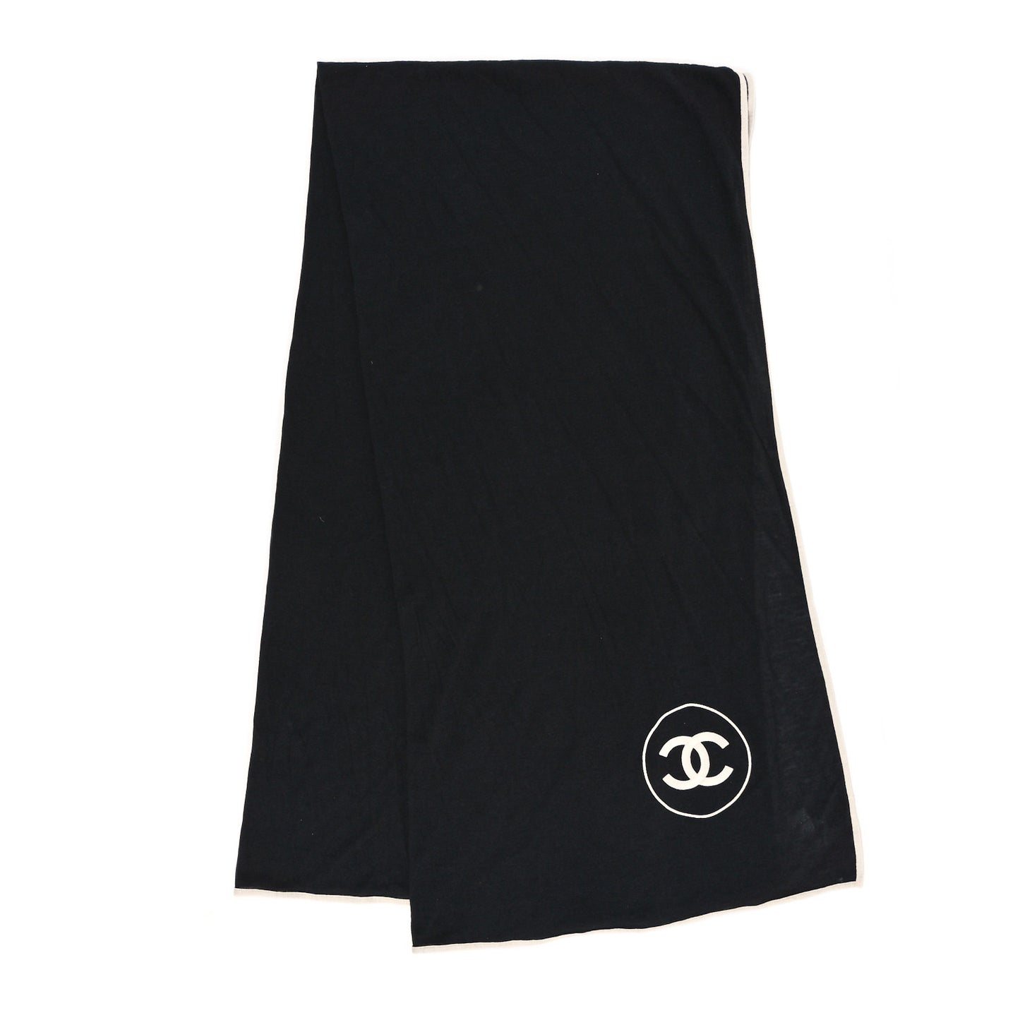 Cashmere Silk CC Scarf Black White