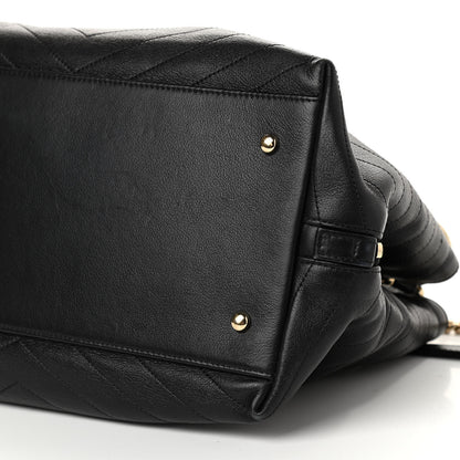 Chanel Calfskin Stitched Large Chevron Chic Shopping Bag Black 10 of 14