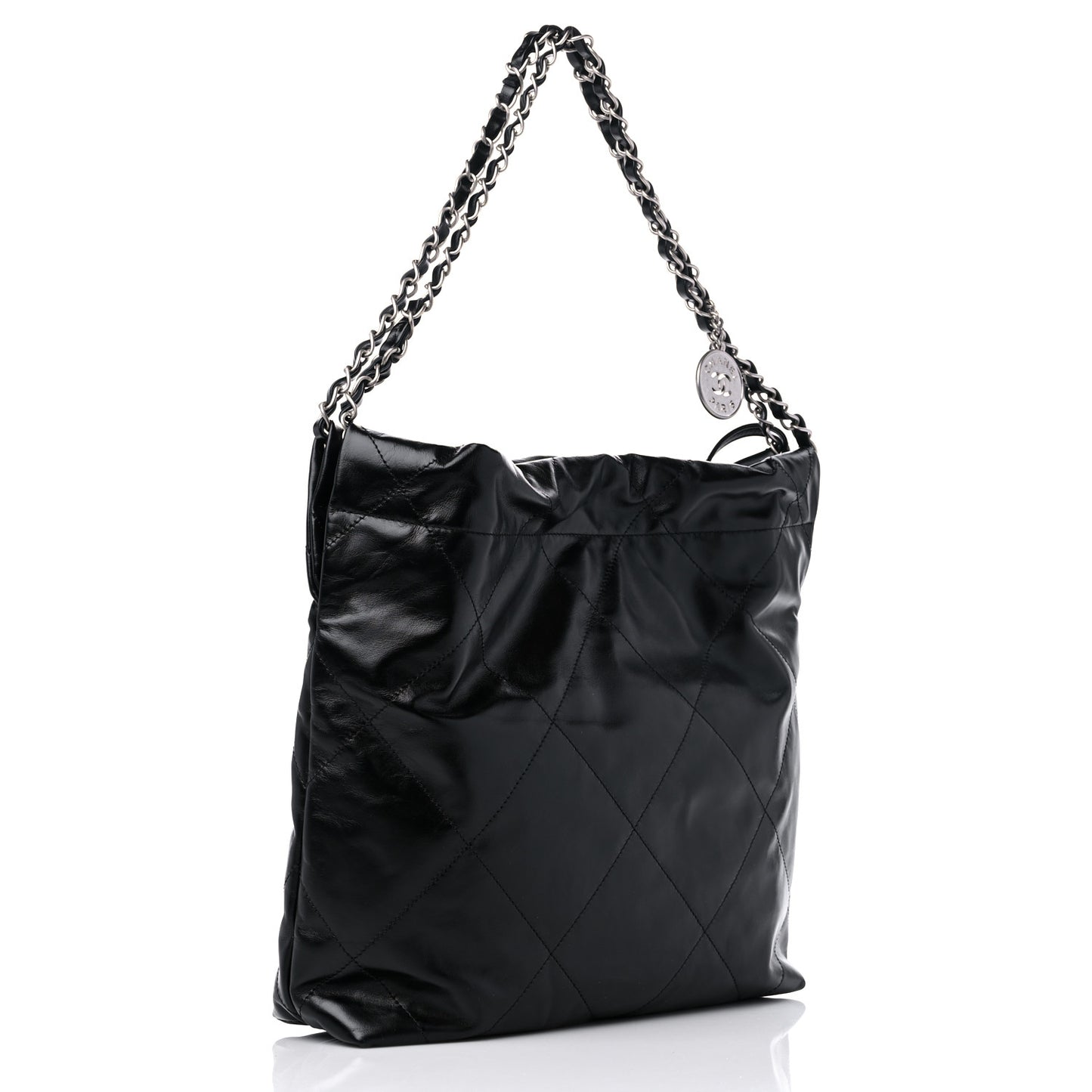 Shiny Calfskin Quilted Small Chanel 22 Black