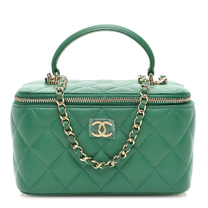 Chanel Lambskin Quilted Small Top Handle Vanity Case With Chain Green 1 of 11