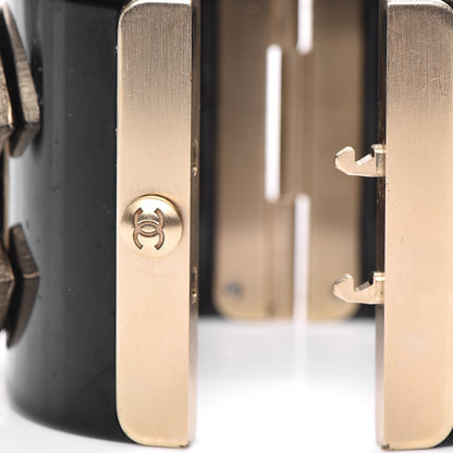 Chanel Resin Pearl Crystal CC Cuff Black 4 of 6
