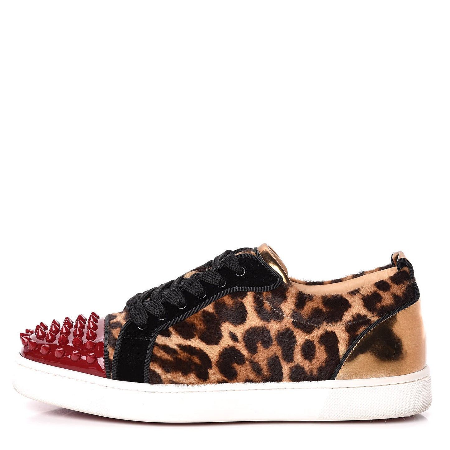 Pony Hair Spikes Orlato Flat Sneakers 38.5 Leopard