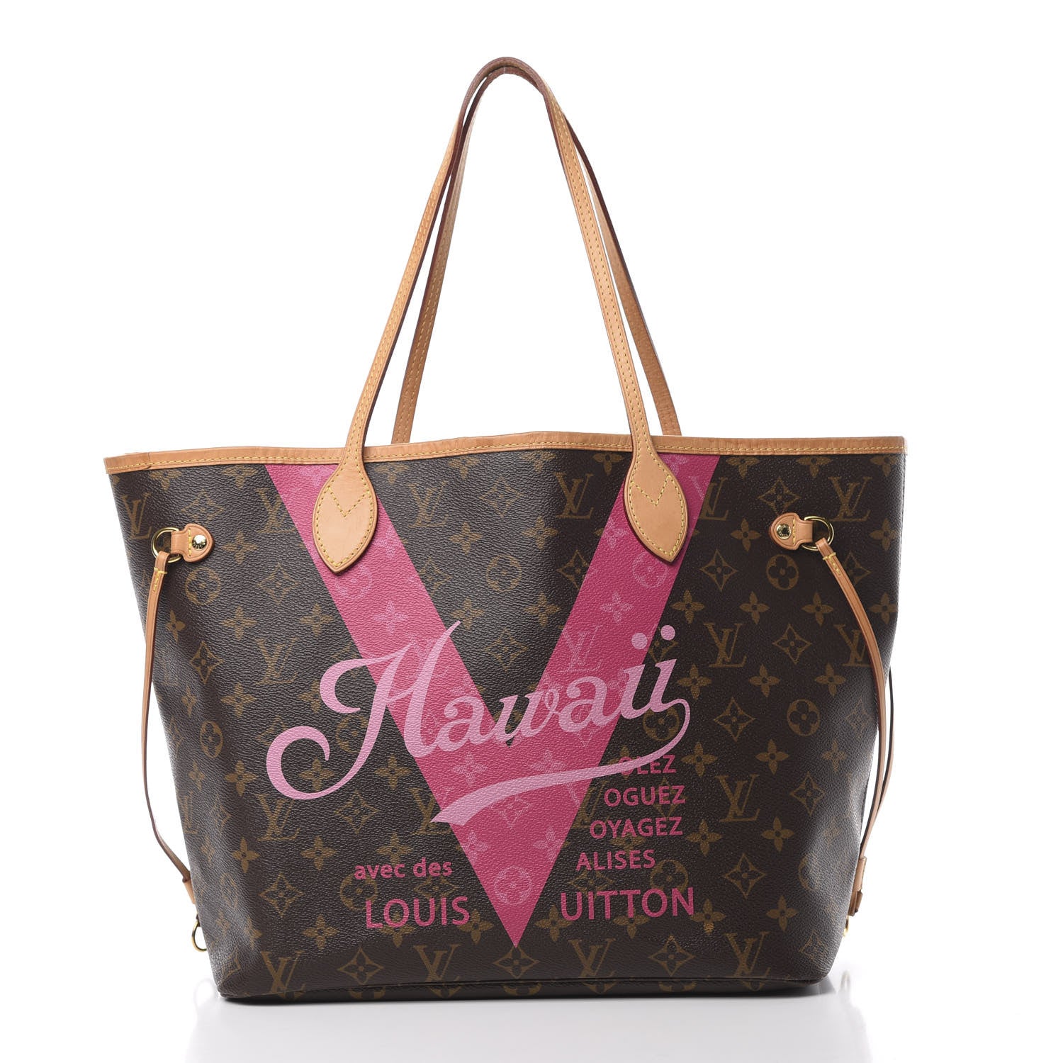 Louis Vuitton Monogram Hawaii V Neverfull MM Hot Pink 3 of 16