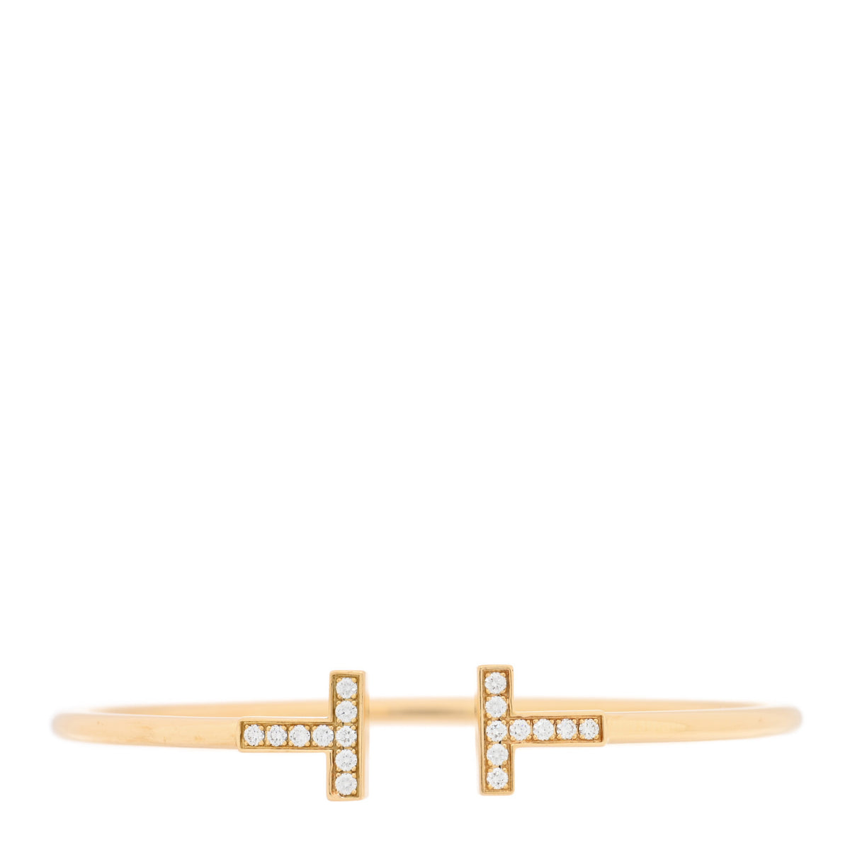 Tiffany 18K Yellow Gold Diamond T Wire Bracelet 1 of 4