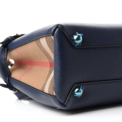 Burberry Grainy Calfskin House Check Baby Banner Tote Ink Blue 6 of 11