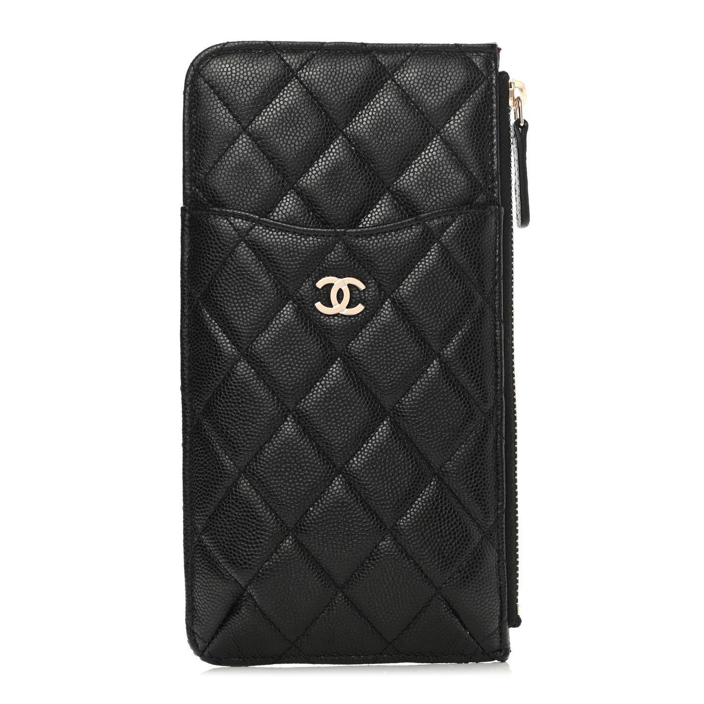 Caviar Quilted Classic Flat Wallet Pouch Black