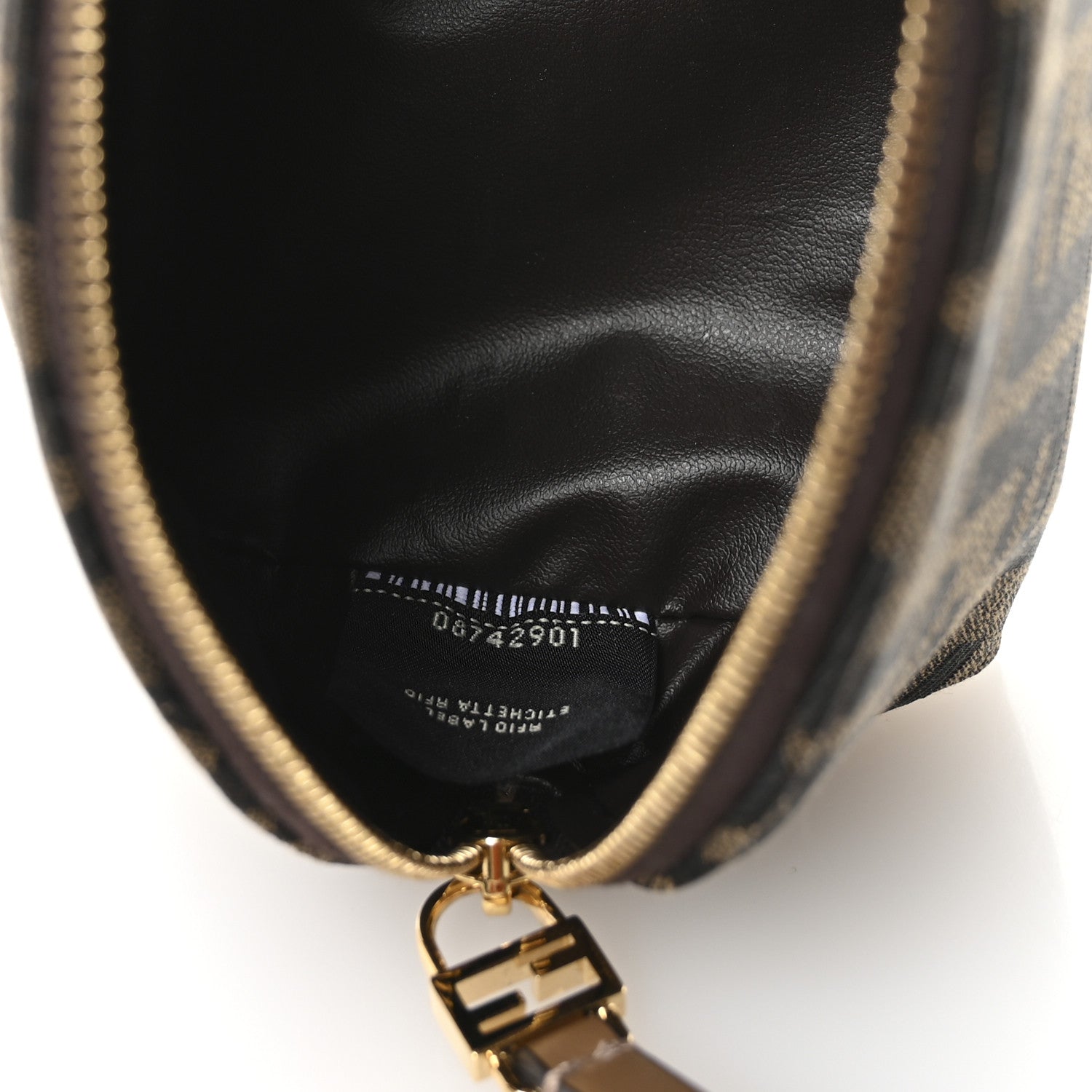 Fendi Fabric Jacquard FF 1974 Small Beauty Pouch Tobacco Moro Black 5 of 7