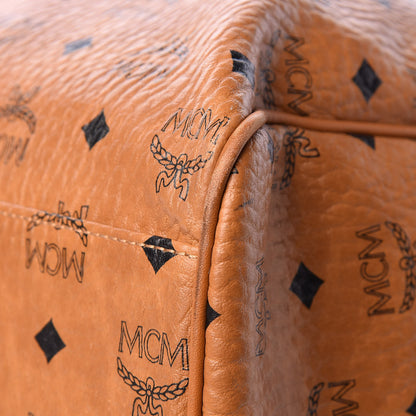 MCM Visetos Large Traveler Weekender Bag Cognac Neon Orange 10 of 20