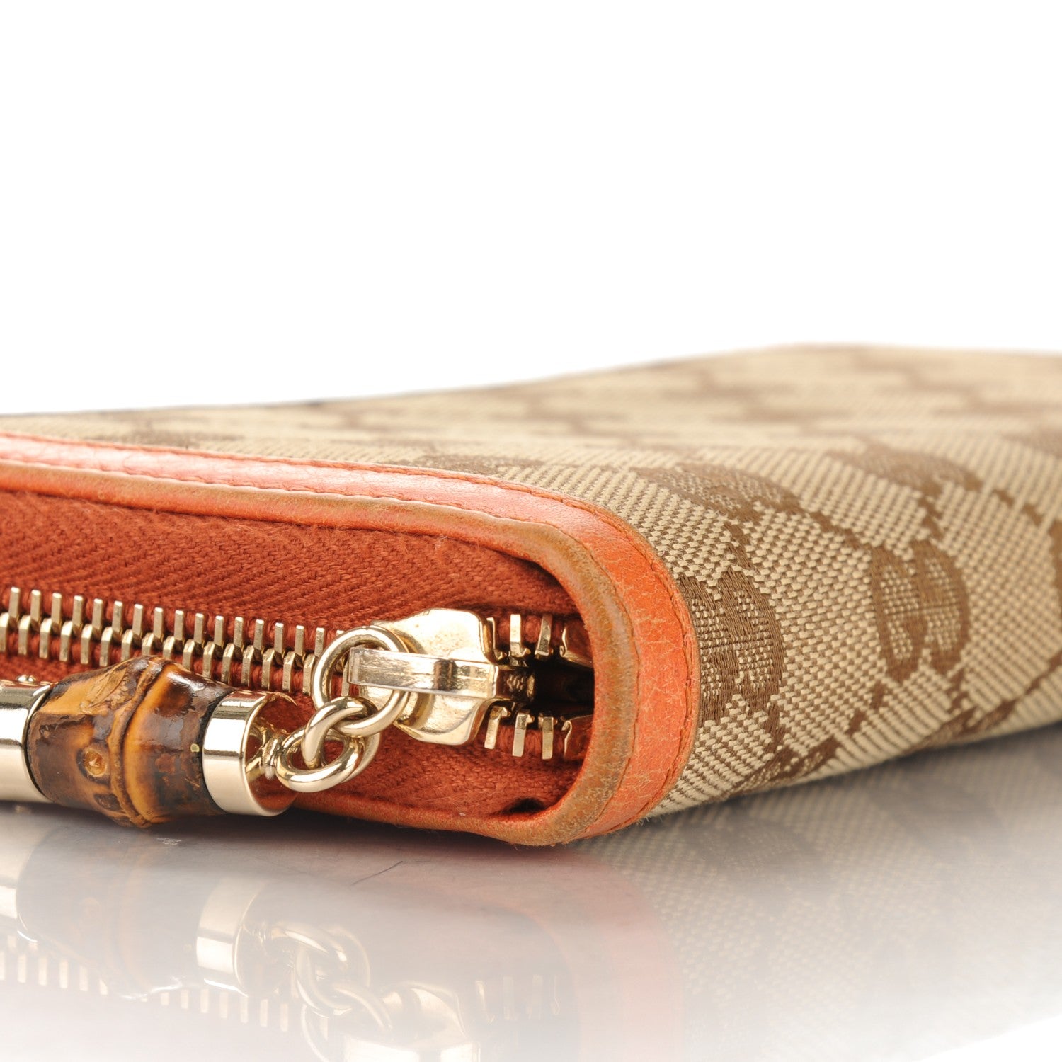 Gucci Monogram Bamboo Tassel Zip Around Wallet Orange 5 of 9