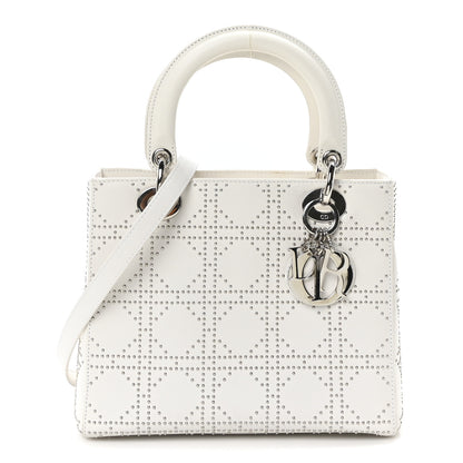 Christian Dior Lambskin Studded Cannage Medium Lady Dior White 1 of 10