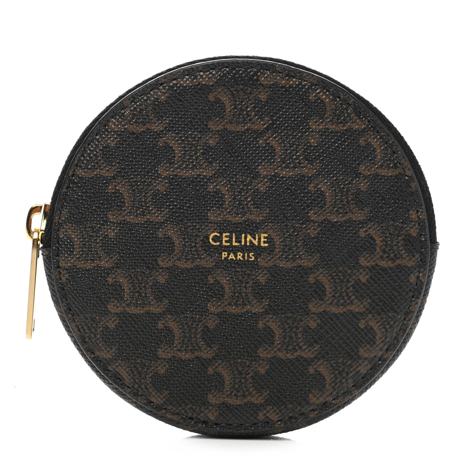 Celine Triomphe Canvas Round Zip Coin Purse 1 of 8