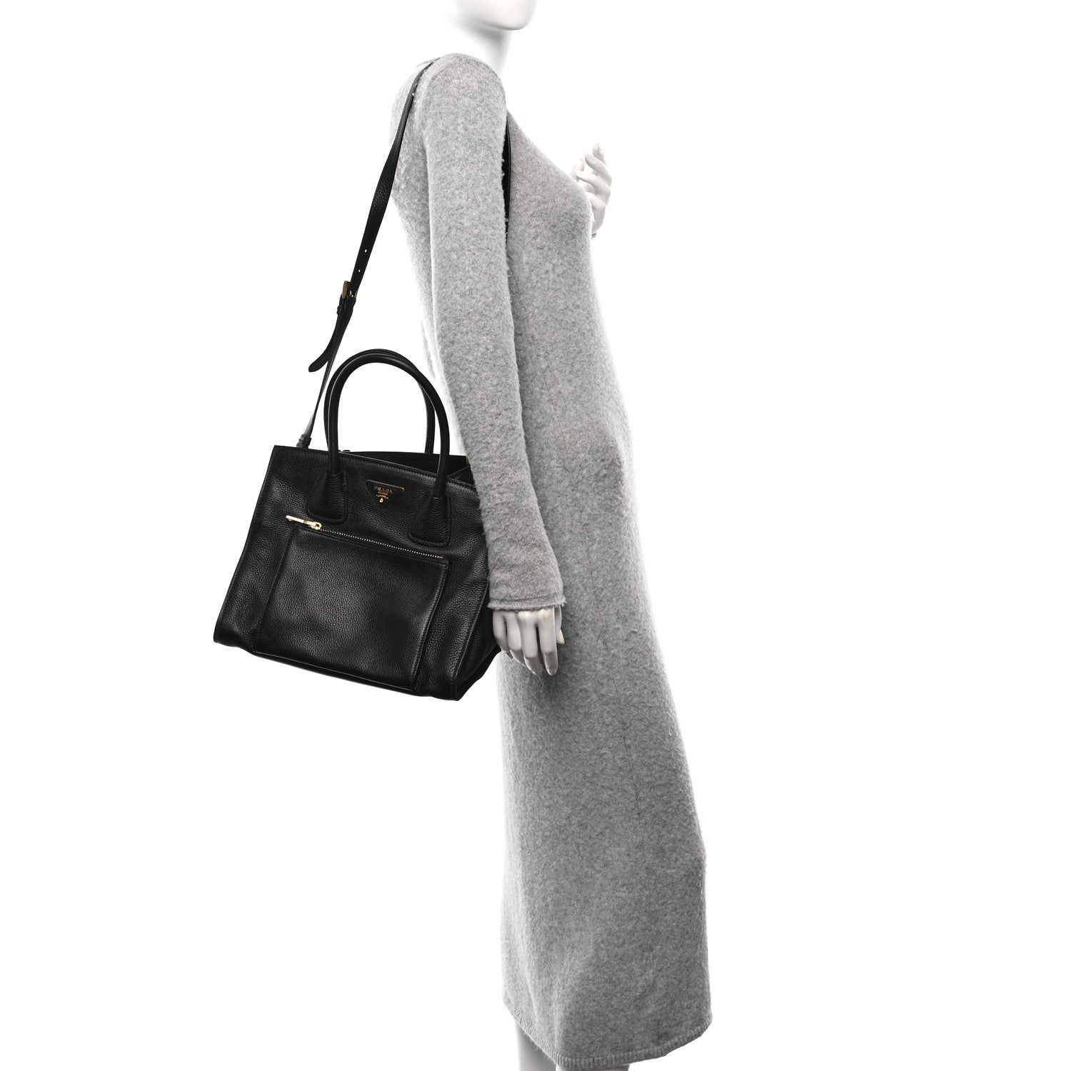 Prada Vitello Daino Shopping Tote Black 2 of 9