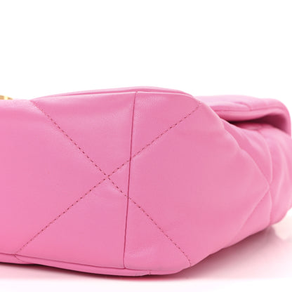 Chanel Lambskin Quilted Large Chanel 19 Flap Neon Pink 10 of 13