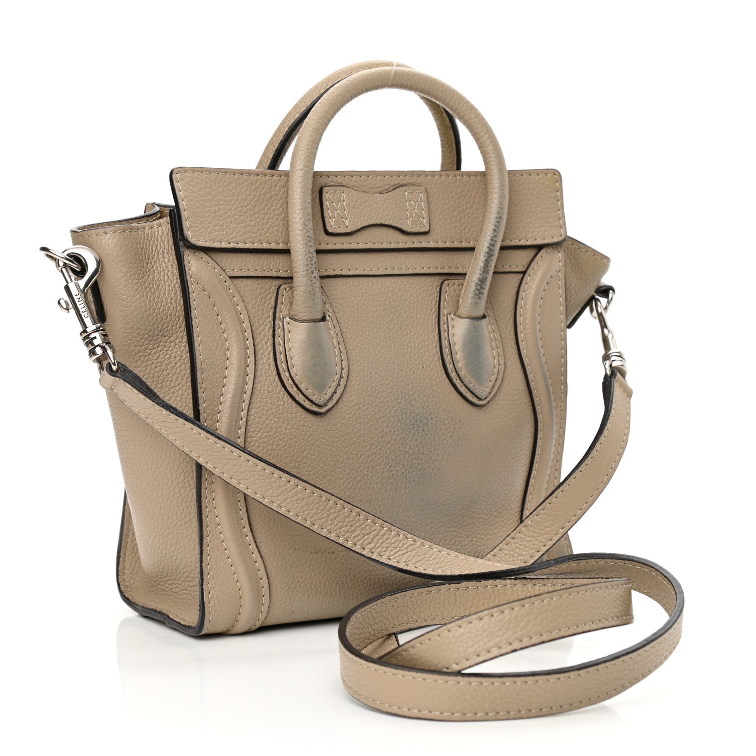 Celine Drummed Calfskin Nano Luggage Dune 3 of 15