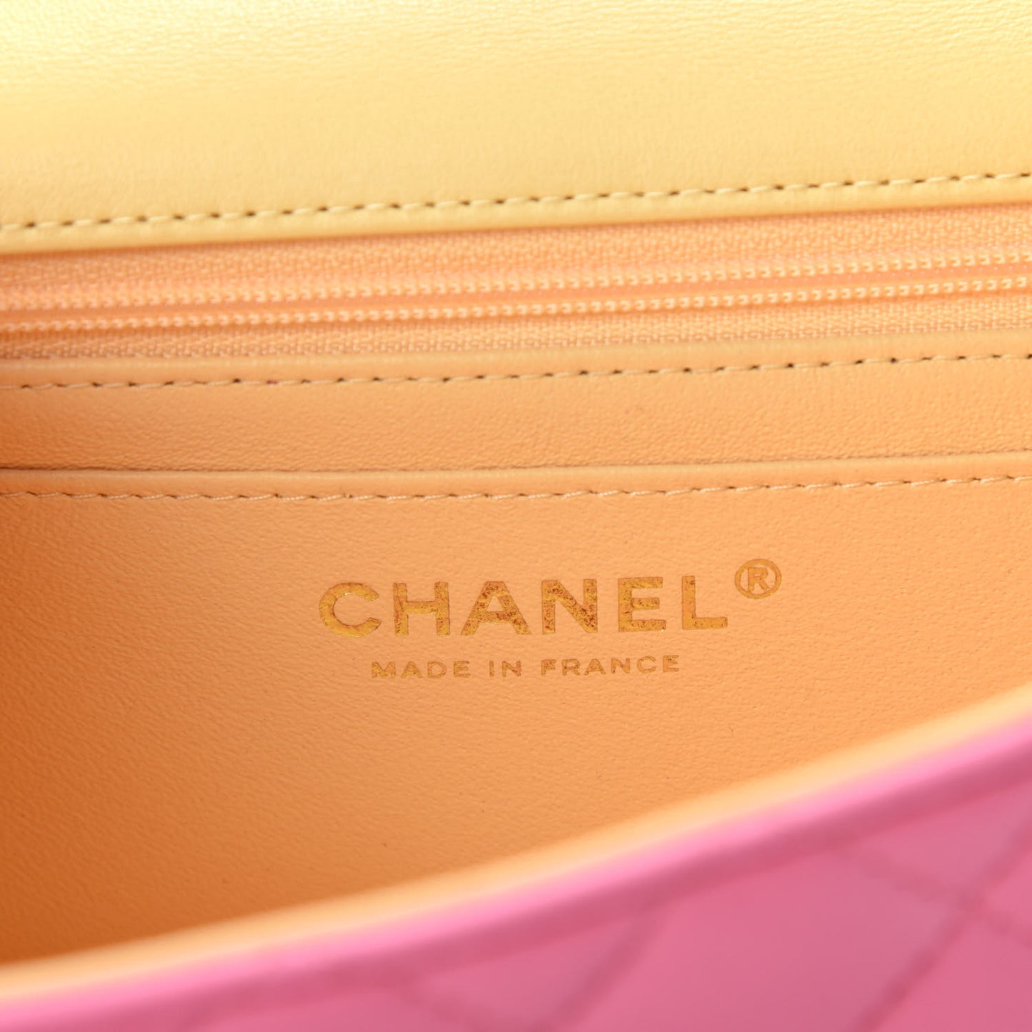 Lambskin Quilted Mini Rectangular Flap Pink Yellow