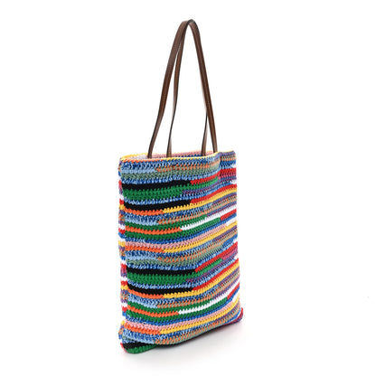 Miu Miu Cotton Crochet Stripe Vertical Tote Bag Multicolor 3 of 10