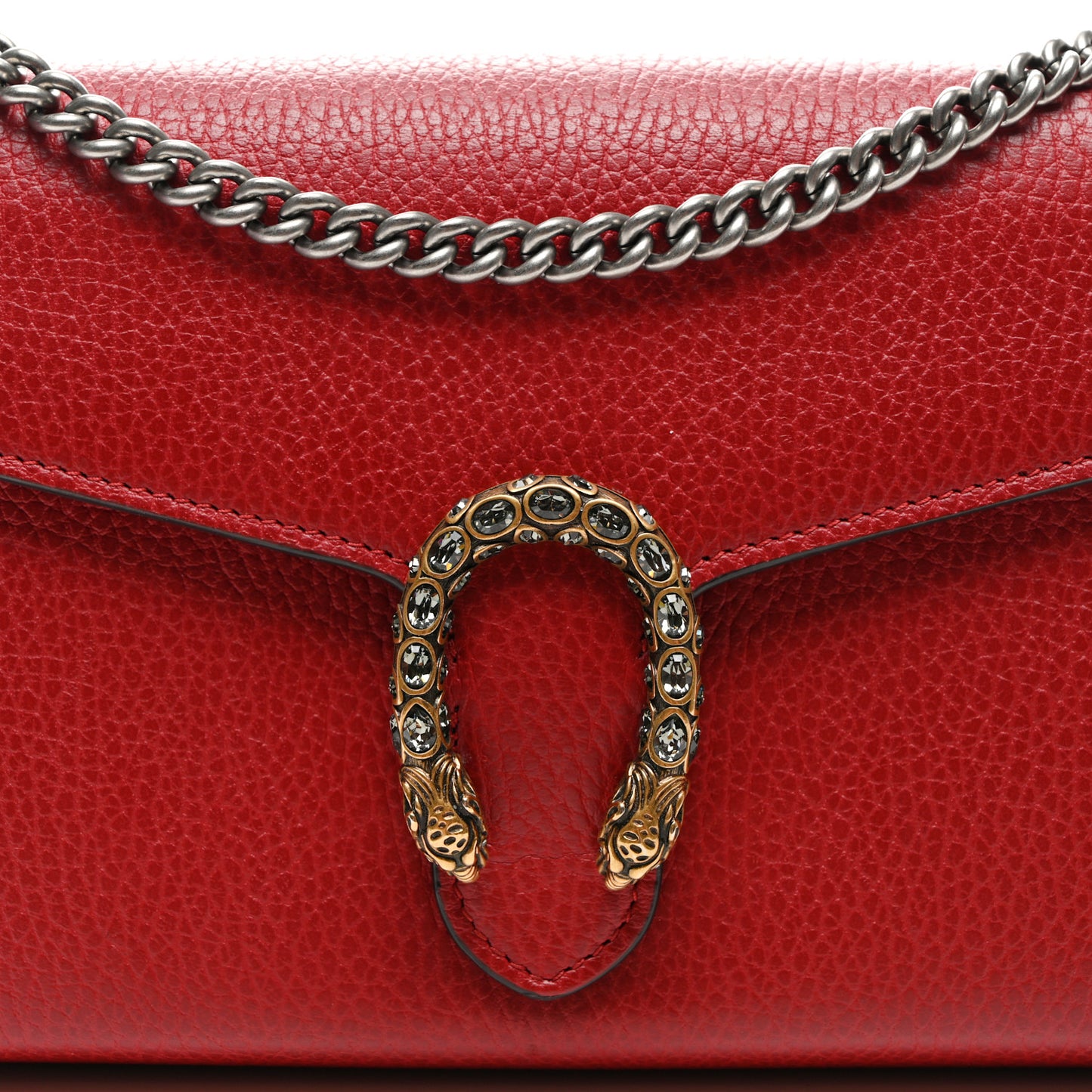 Calfskin Mini Dionysus Chain Wallet Hibiscus Red