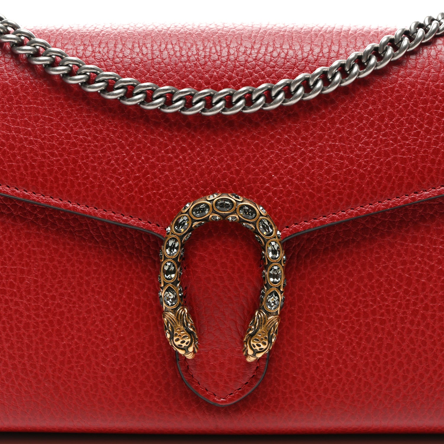 Gucci Calfskin Mini Dionysus Chain Wallet Hibiscus Red 8 of 13