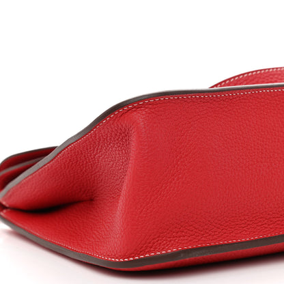 Hermes Taurillon Clemence Verso Halzan 31 GM Rouge Casaque Vermillion 9 of 10