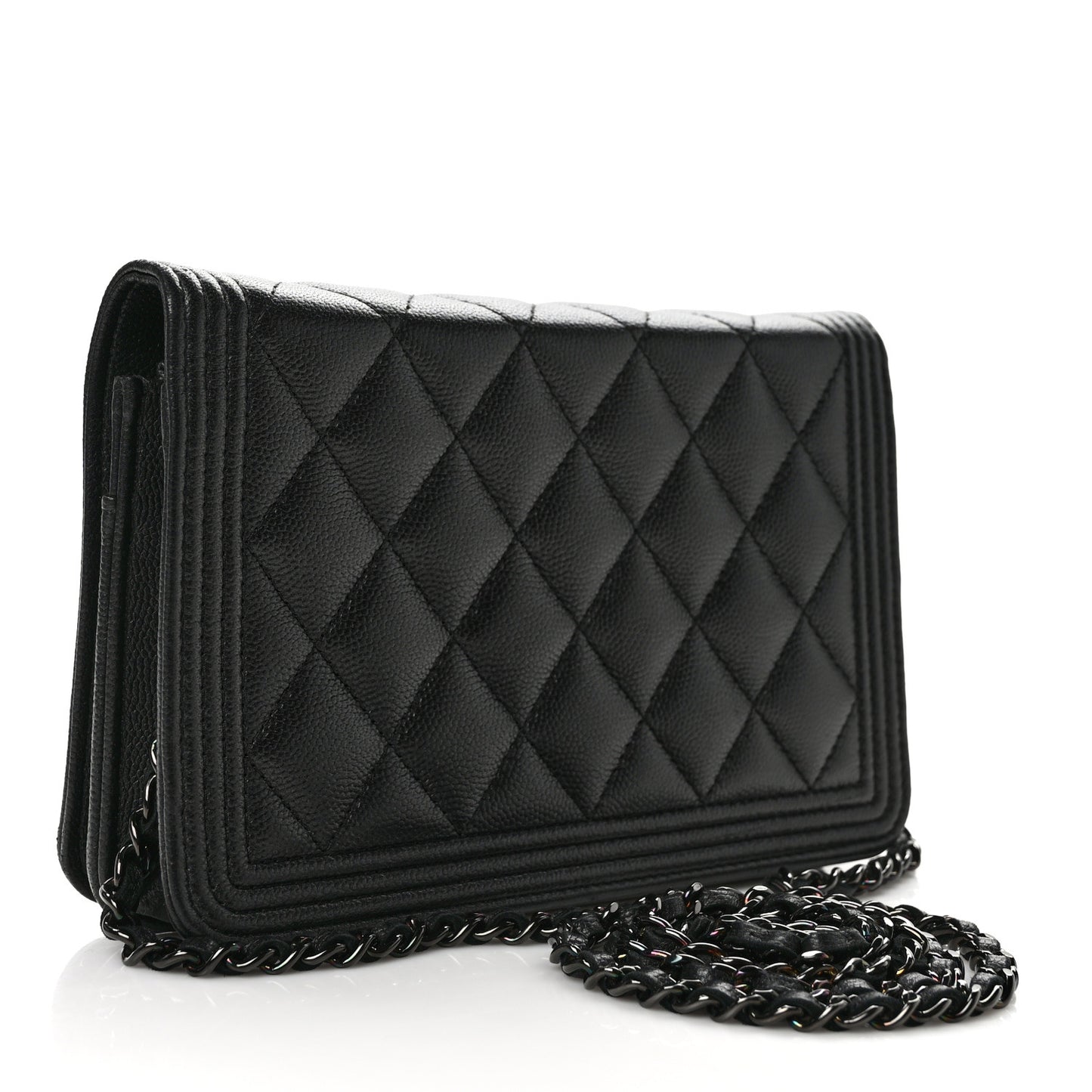 Caviar Quilted Boy Wallet On Chain WOC So Black
