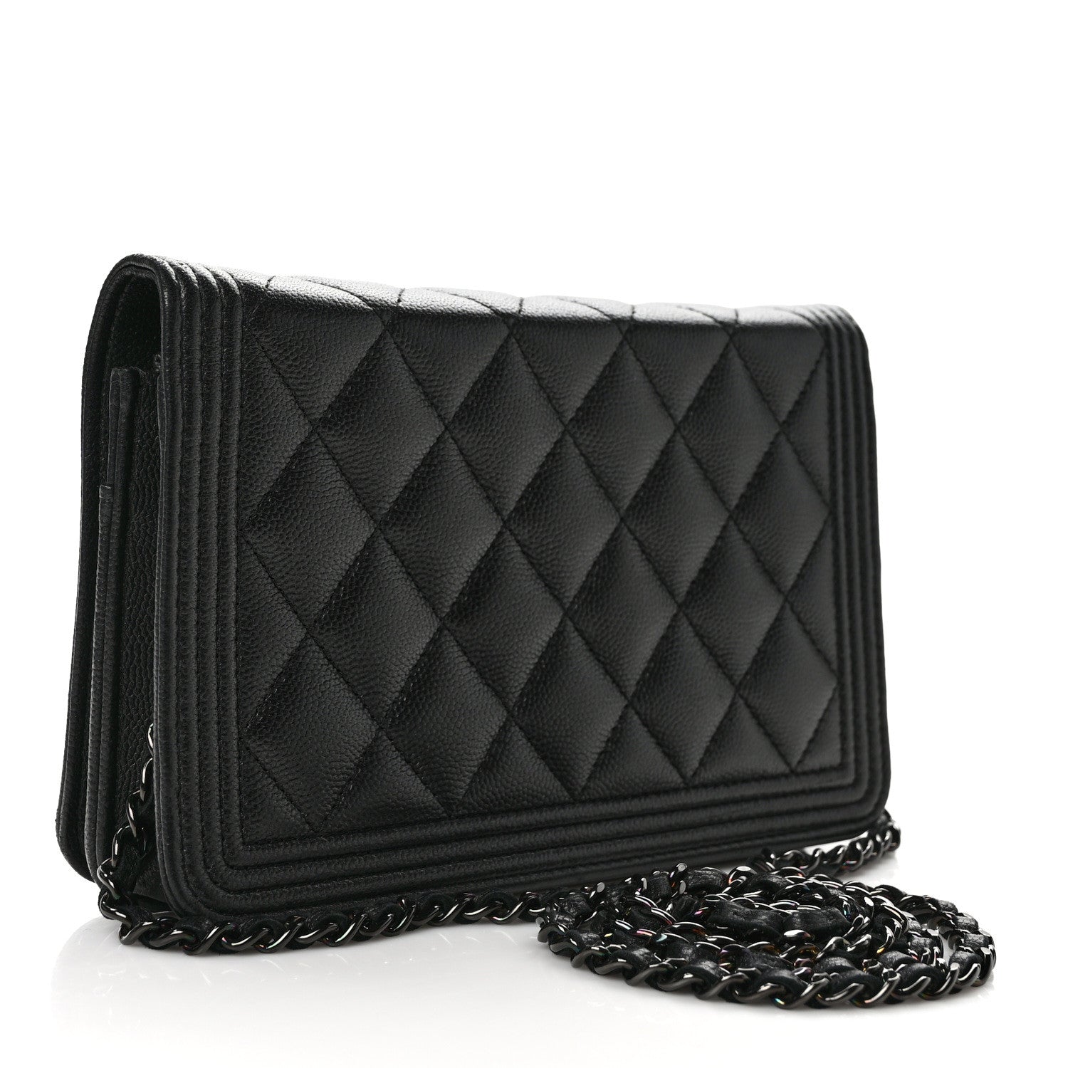 Chanel Caviar Quilted Boy Wallet On Chain WOC So Black 3 of 13