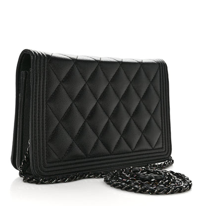 Chanel Caviar Quilted Boy Wallet On Chain WOC So Black 3 of 13