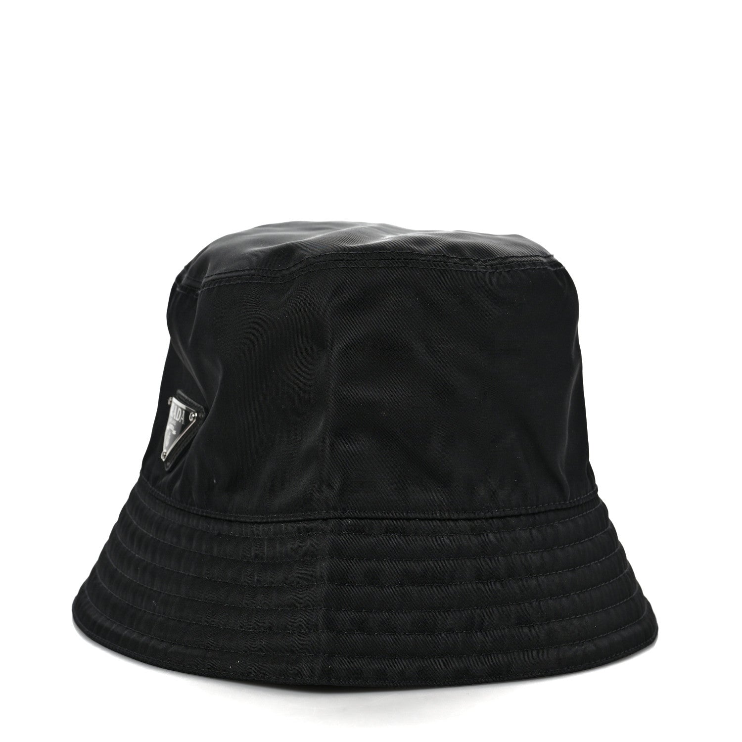 Prada Re-Nylon Metal Triangle Logo Womens Bucket Hat M Black 4 of 7